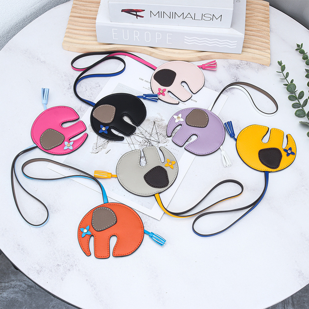 Cowhide Elephant Pendant Womens Bag Accessories Color Matching Bag Car Hanging Ornament Small Bag 250722