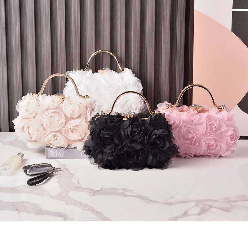 Designer Bags Pink Flower Banquet Women's Cheongsam Evening Bag Handmade Shoulder Dia Box Bags Designer Purse And Handbag Luxury Bag