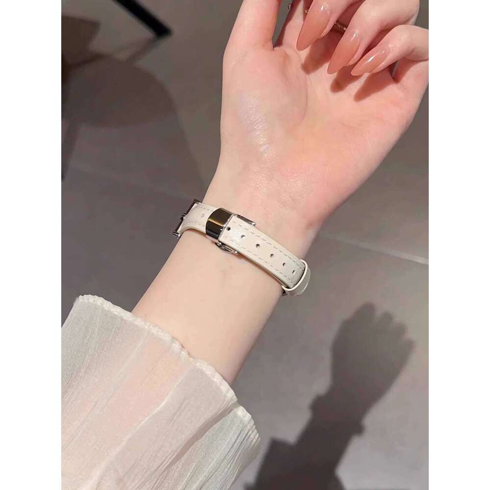 Compatible With Huawei Gt5 Watch Strap Leather Arc De Triomphe Dia-Encrusted Butterfly Buckle Gt3 2Gt4 Prowatch 34 Autumn Winter Women