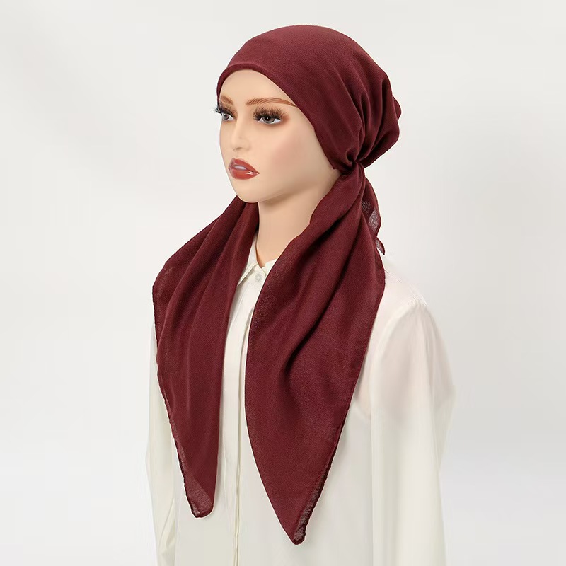 T1279 new ethnic style cotton and linen elastic headscarf hat ladies four seasons daily versatile European and American solid color headdress hat