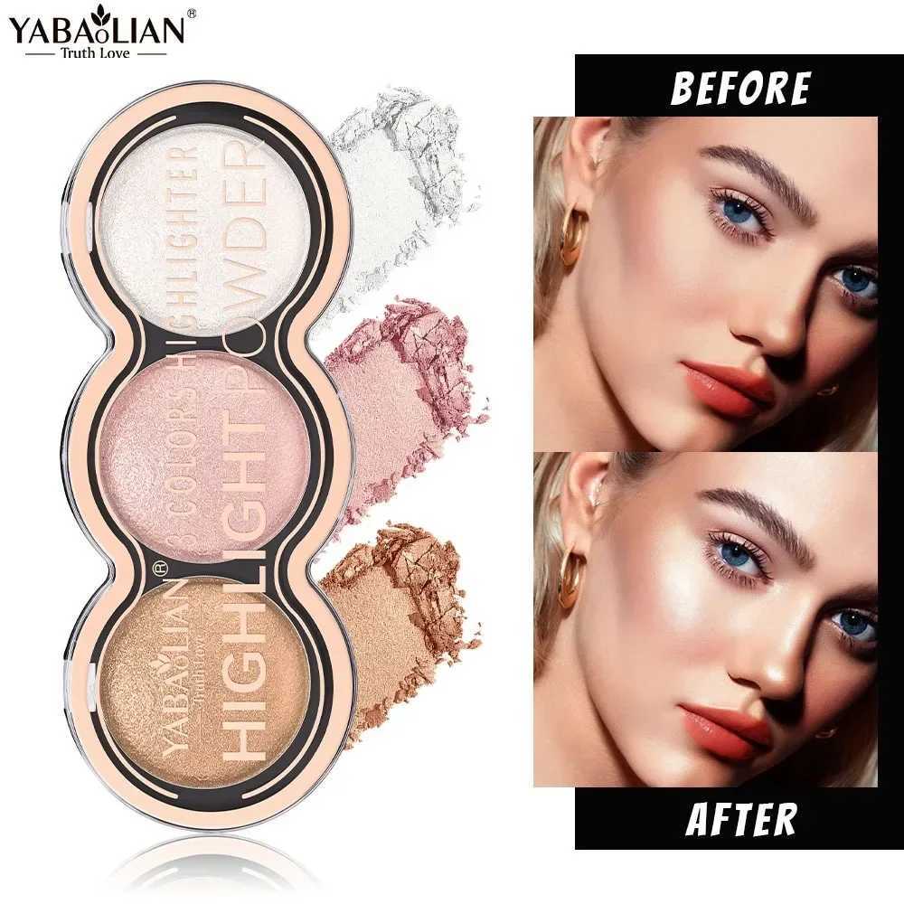 3 Colors High Gloss Highlighter Palette Makeup Face Brighten Contour B Waterproof Shimmer Powder Body Illuminator Cosmetics W250722