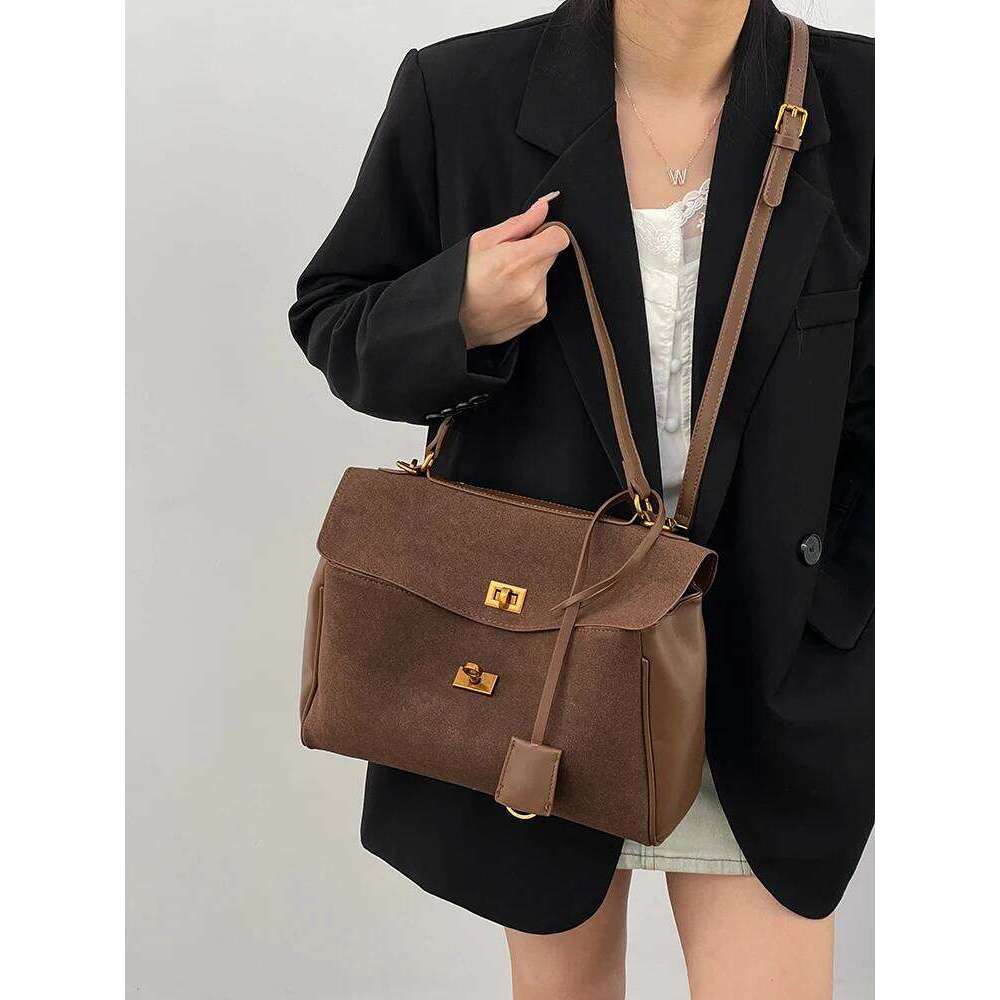 Tangzhuang Retro Matte Women's oulder Large Capaci Suede Tote Bag Commuting Spring Summer New Arrival Korean Sle