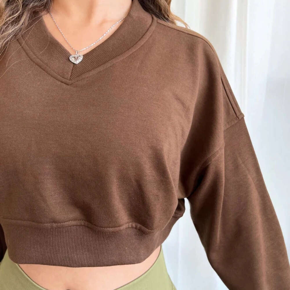 Women's Clothing Long Sleeve Loose Casual Solid Color Sweatshirt Top B5