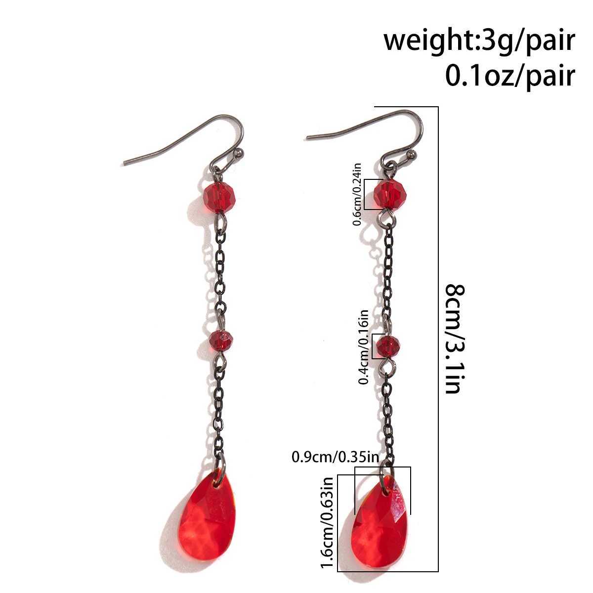 10pcs Gothic Black Crystal Long Tassel Pendant Earrings for Women Punk Metal Link Chain Drop Earrings Party Jewelry Gift XJ250722