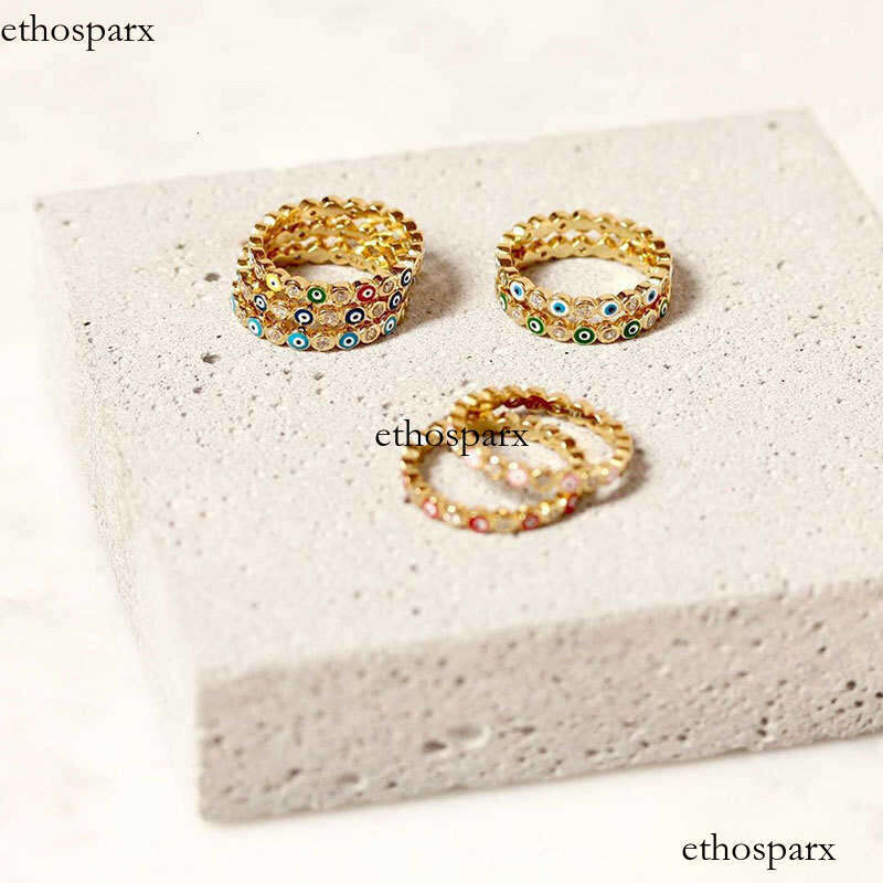 Women Fashion Jewelry Adjustable Rainbow Turkish Eyes Open Ring Micro Pave Evil Eyes CZ Ring For Wedding Engagement Gift