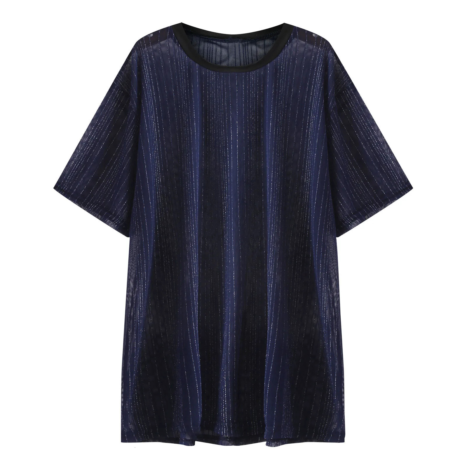 Mens Short Sleeve Mesh T Shirt Sheer Slim Fit Shiny Sexy See-through Party Nightclub Thin Breathable Clothing Leisure Tees 250714