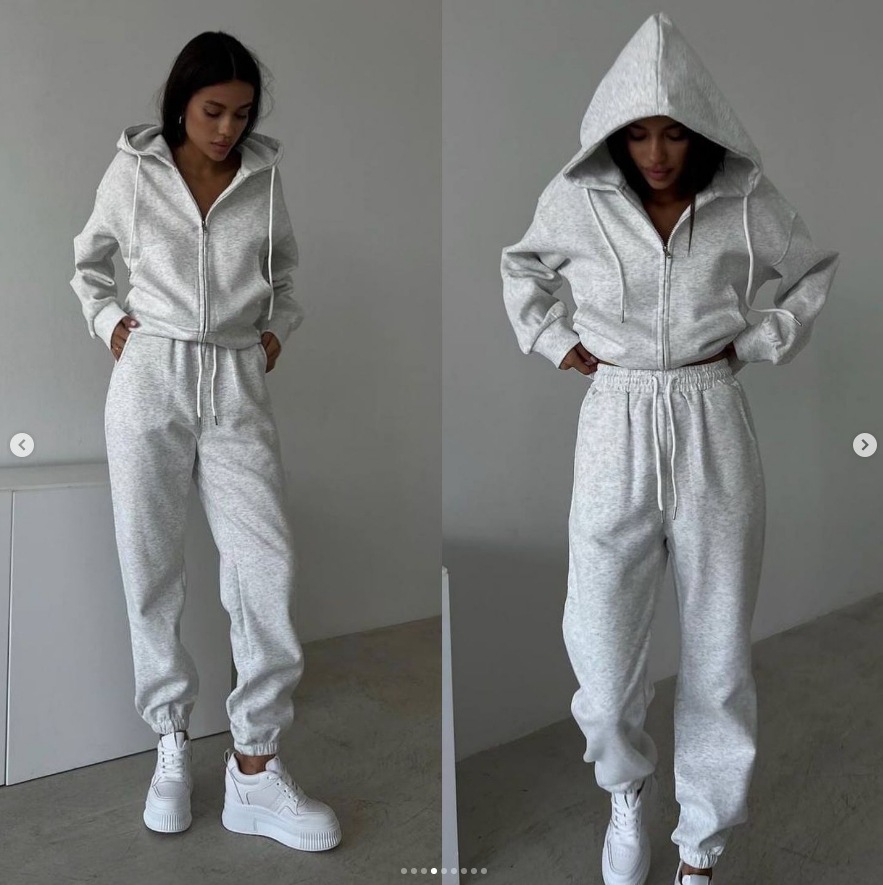 Women's Tracksuits 2024 Zipper Style Autumn Same For Women Motion Hoodie Coat Sweatpants Suit Solid Color Breathable