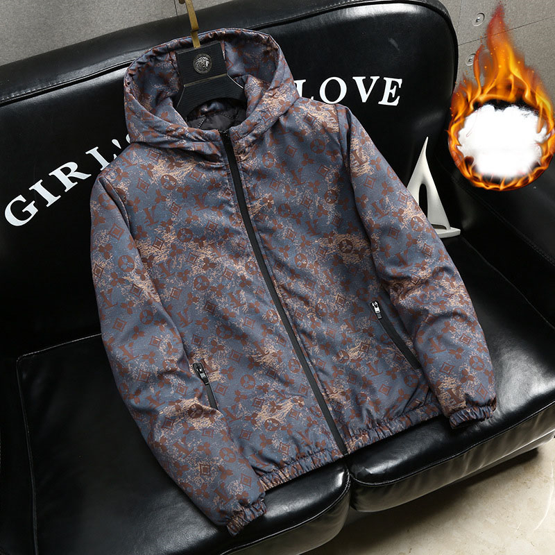 new Free Shipping Designer Winter Trend Letter Print Mens Cotton Jacket with Additional Cotton Padding and Hood Comfortable and Warm Cotton Coat
