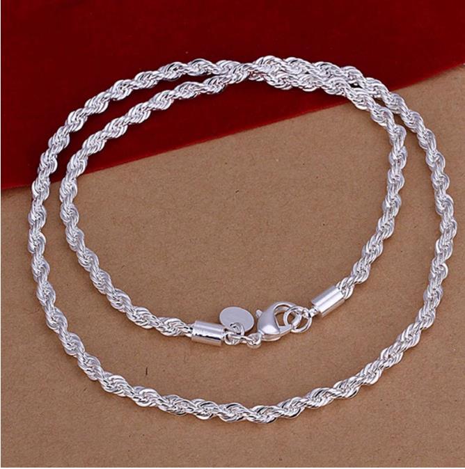 4mm Braided Necklace Sweater Chain Sier Jewelry Free delivery to your doorstep