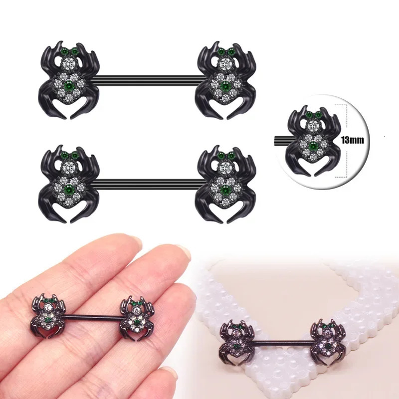 Gothic Nipple Rings Spider Skull Nipple Piercing Jewelry Halloween Body Jewelry 250722