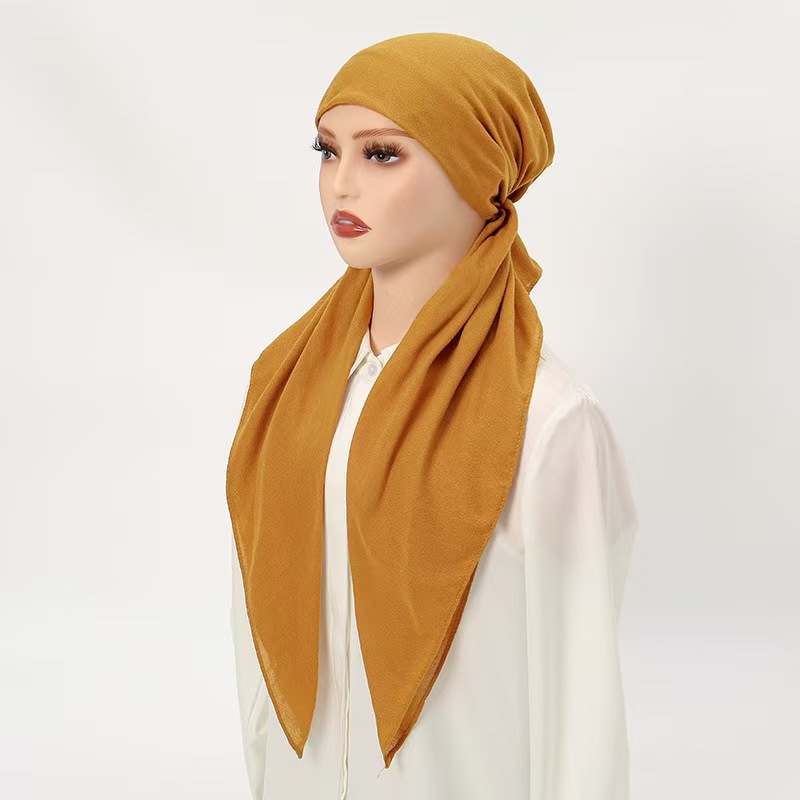 T1279 new ethnic style cotton and linen elastic headscarf hat ladies four seasons daily versatile European and American solid color headdress hat