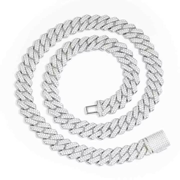 Luxury 14K Solid Gold Cuban Link Chain Necklace IGI Certified with VVS Moissanite Diamonds Cross Floral Design in Hip Hop Style