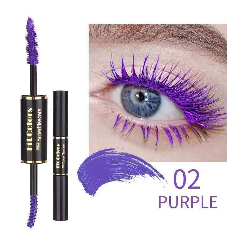 Double Head Colorful Waterproof Eyelashes Extension Thick Curling Quick Dry Long-lasting Blue ple White Mascara X250722