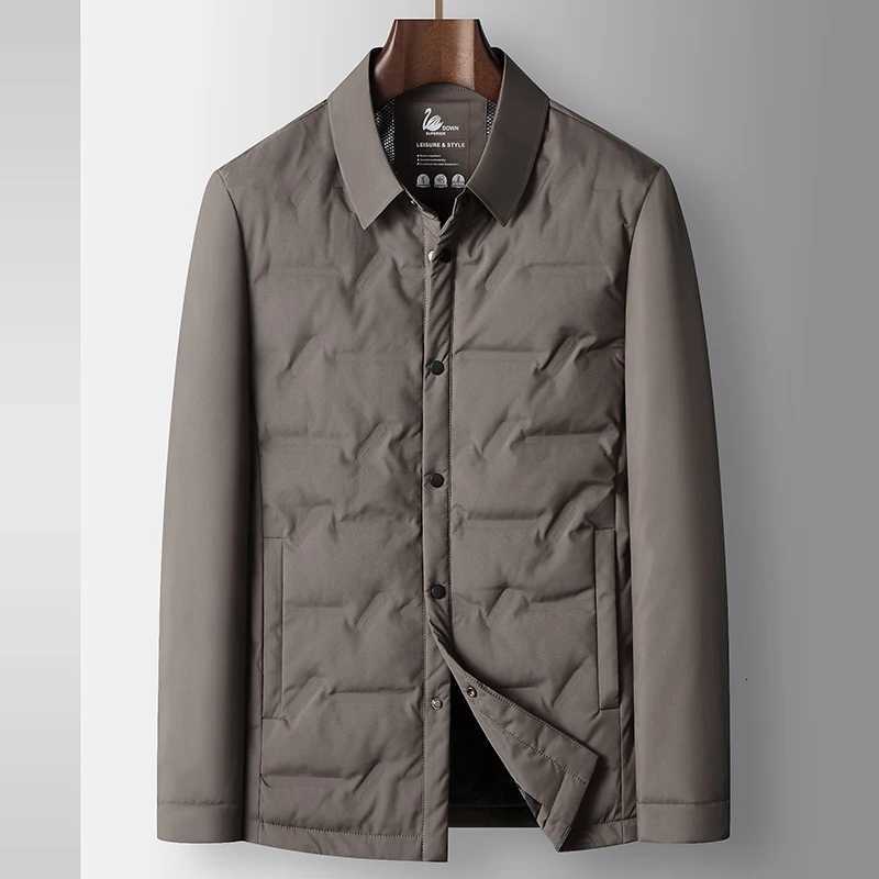 Mens Lightweight 90% White Duck Down Jacket 2025 Autumn Winter Casual Warm Puffer Coat Outerwear Solid Color Padded Parka Clothes W250722