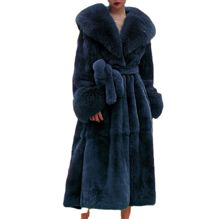 Winter Black Long Faux Fur Coat Long Sleeve Black 5XL Fake Mink Fur Coats Overcoat Women