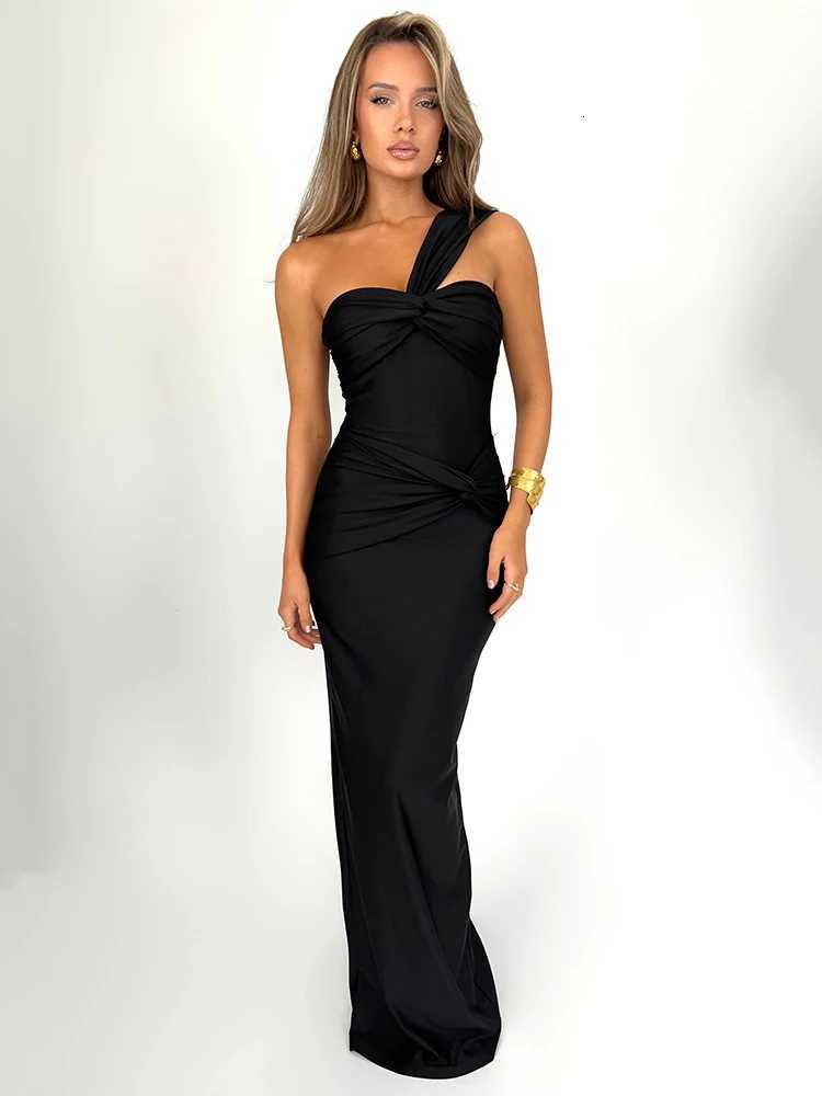 Mozision Strapless Backless Sexy Maxi Dress For Women Fashion One Shoulder Sleeveless Bodycon Club Party Long Dress XJ250722