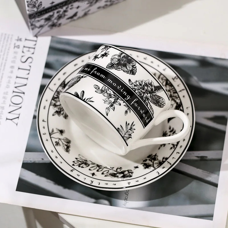 Fathers Day Gift Fine Bone China Coffee Cup Set with Saucers Floral Pattern 12oz Luxury Dishwasher Safe Morning Brew Tea Set 250722
