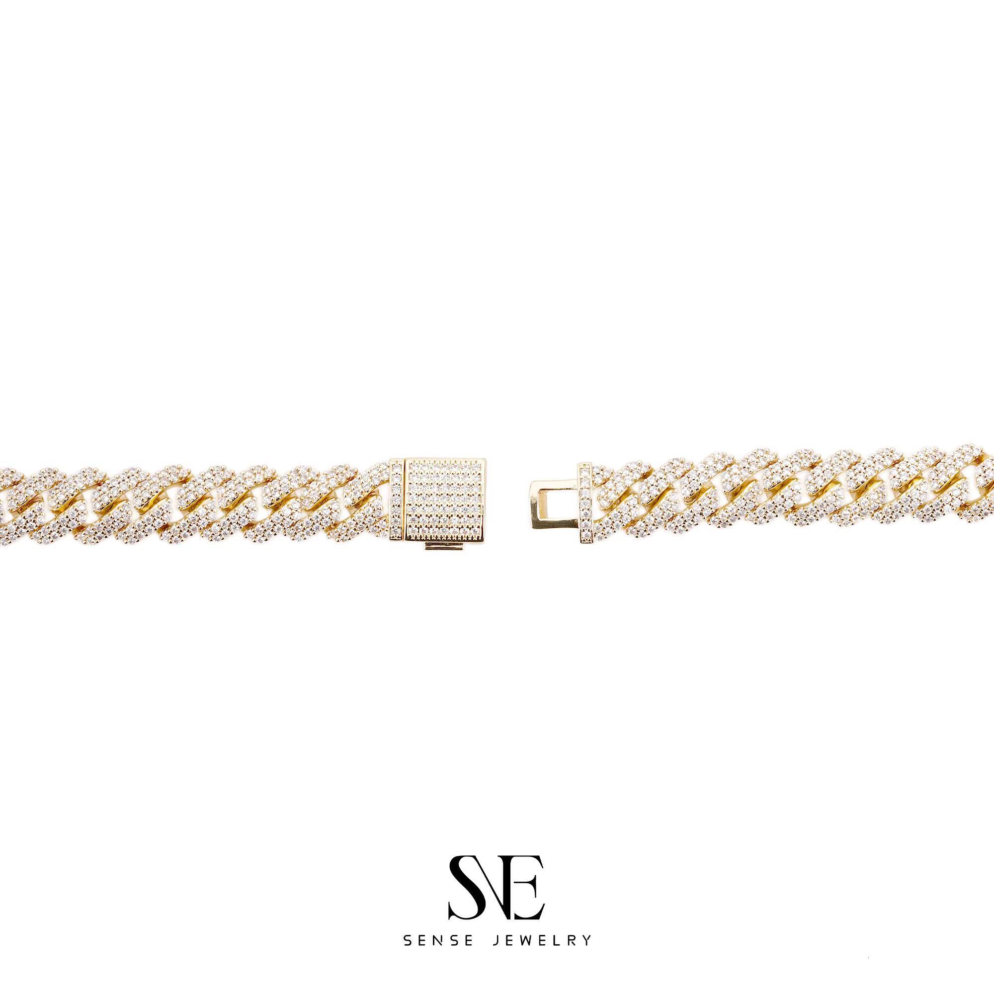 Elegant Durable Handcrafted Hip Hop Miami Cuban Link Wedding Jewelry Set Moissanite Bracelet Bangle