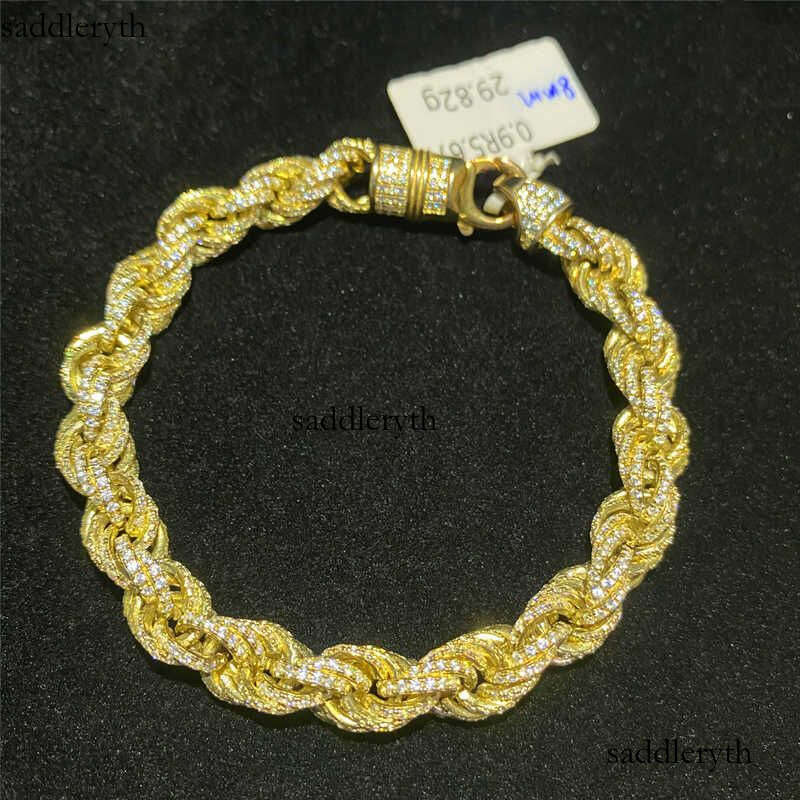 Vvs1 7mm 9mm 11mm Rope Bracelet Sier 5mm Necklace Iced Moissanite Dia Clasp Sterling Cuban Chain Hip Hop Out Scees