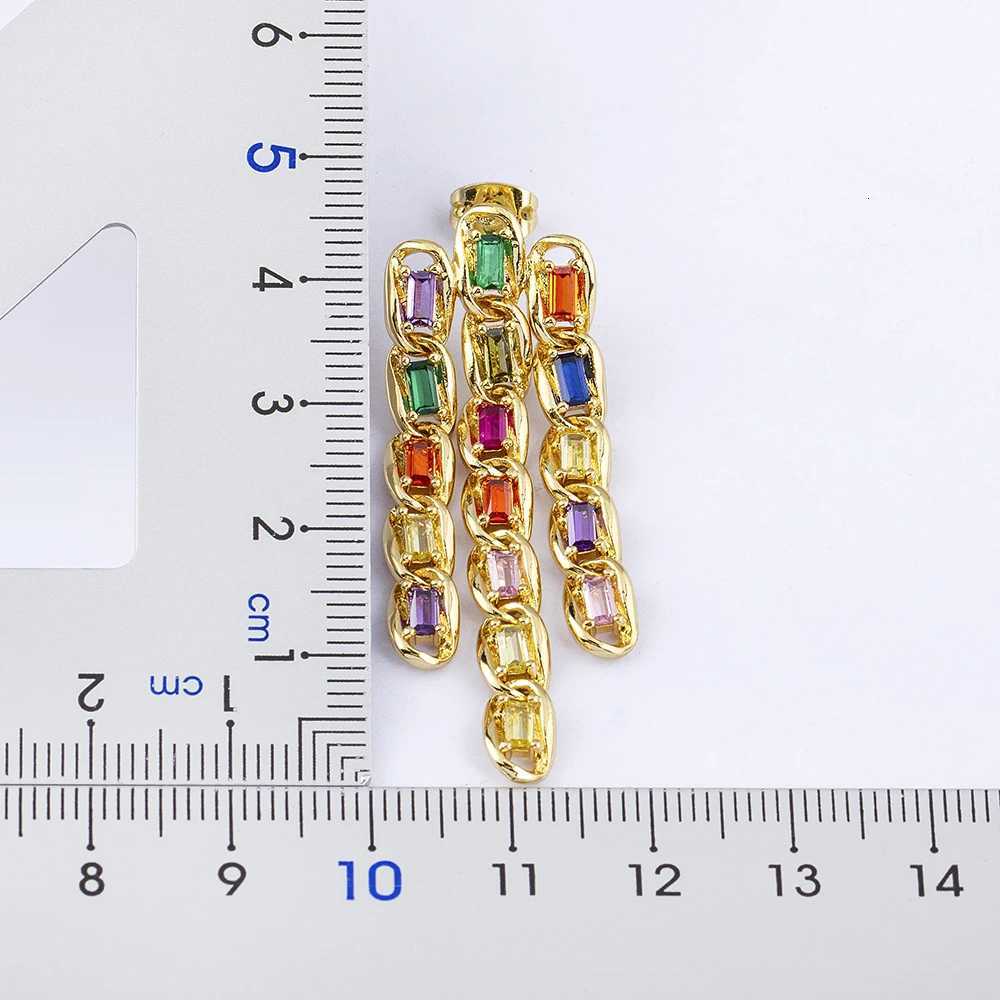 100% Bohemian Tassel Design Copper CZ Multicolor Women Pendant Earrings Charm Exquisite Jewelry Wedding Party Birthday Gift XJ250722