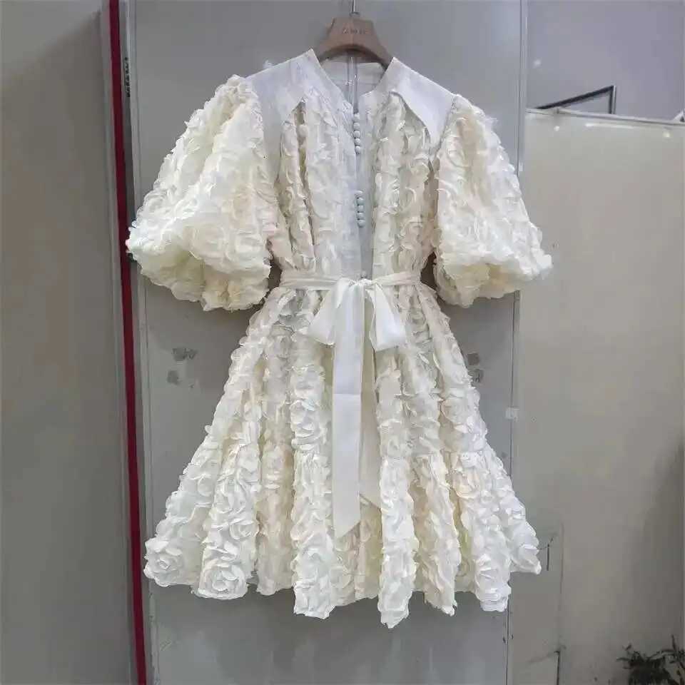3D Flower Evening Dresses for Women Summer Holiday Bubble Sve Party Prom Dress Formal OccasionXJ250722