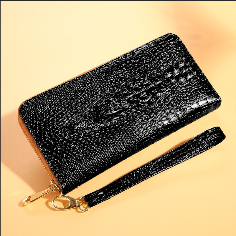 Alligator Head Puller Long Zipper Wallet for Women - Large Capacity Phone Clutch Purse with Multi-Compartment Design