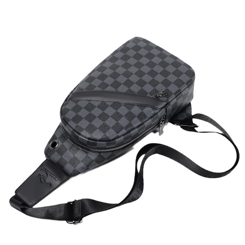 Plaid chest bag new cross-body bag men's shoulder bag trend simple cycling backpack mobile phone bag trend