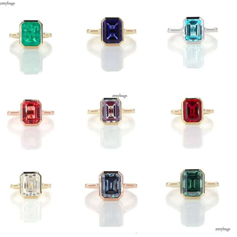 Starsgem 14k Solid Gold Diamant Rings Emerald Cut 1ct 3ct D Color IGI Certified Lab Grown Dia Bezel Setting Engagement Ring