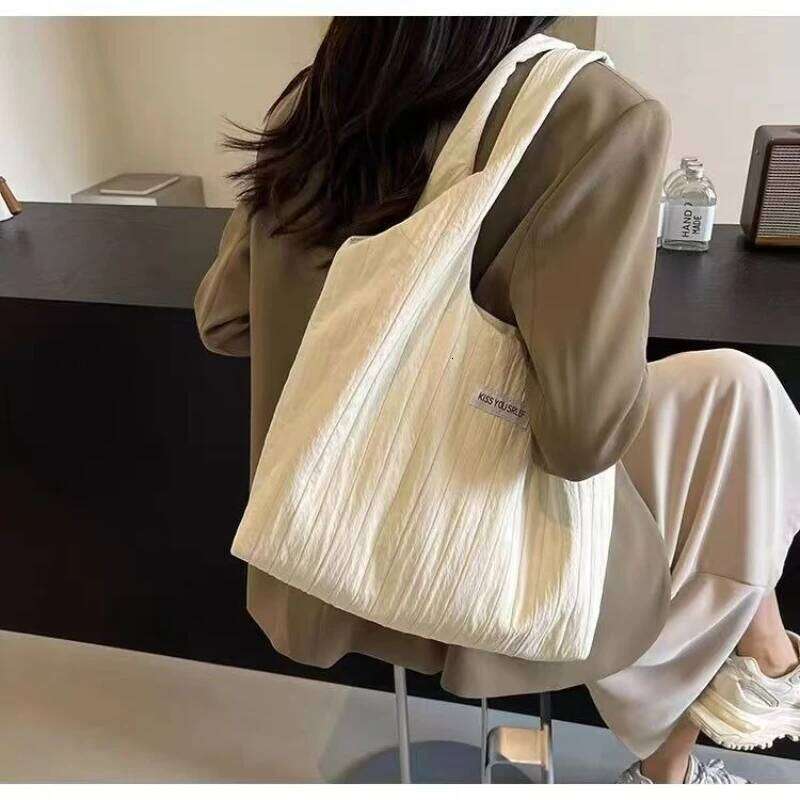 Simple Casual Striped Large Capacity Women's Single Shoulder Tote Multi-Purpose And Versatile Shopping Bag, Storage Bag