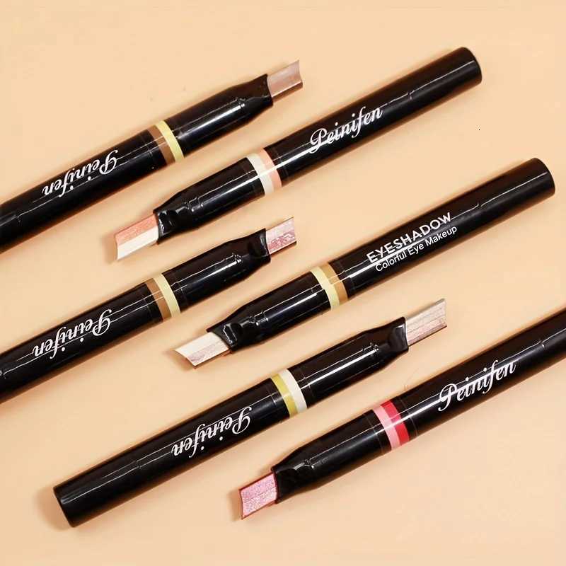 2-in-1 Highlight Glitters Eyeshadow Stick Double-ended 2-color Glitters Shimmer Earth Brown Tone Non-smudged Eye Makeup W250722