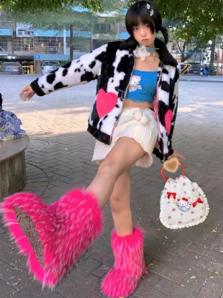 Fashion Fox Fur Boots Women Fluffy Fur Snow Boots Female Winter Warm Plush Platform Shoes Furry Faux Fur Boots Boots 250717