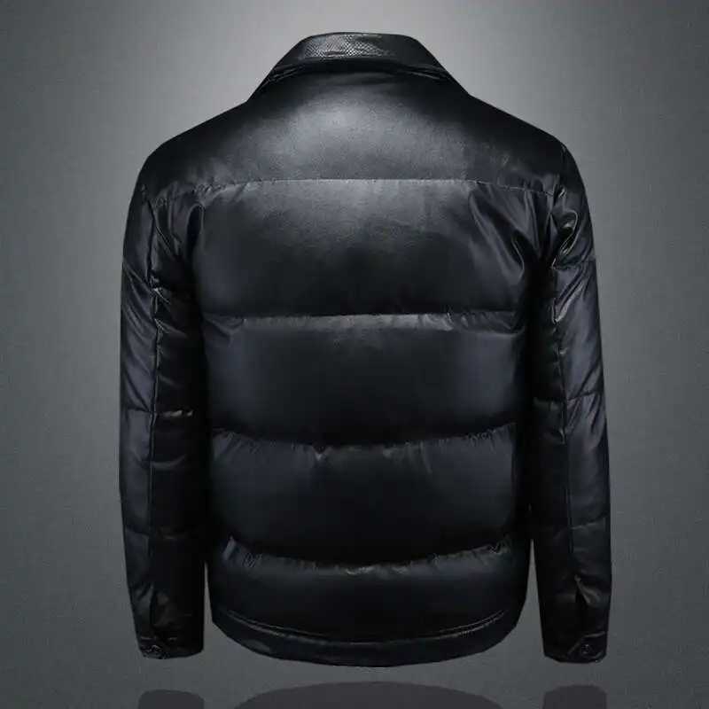 Winter PU Leather Down Jacket For Men Mens Jackets Down Jacket Men Clothes Casual Duck Down Jacket Men Outerwear W250722