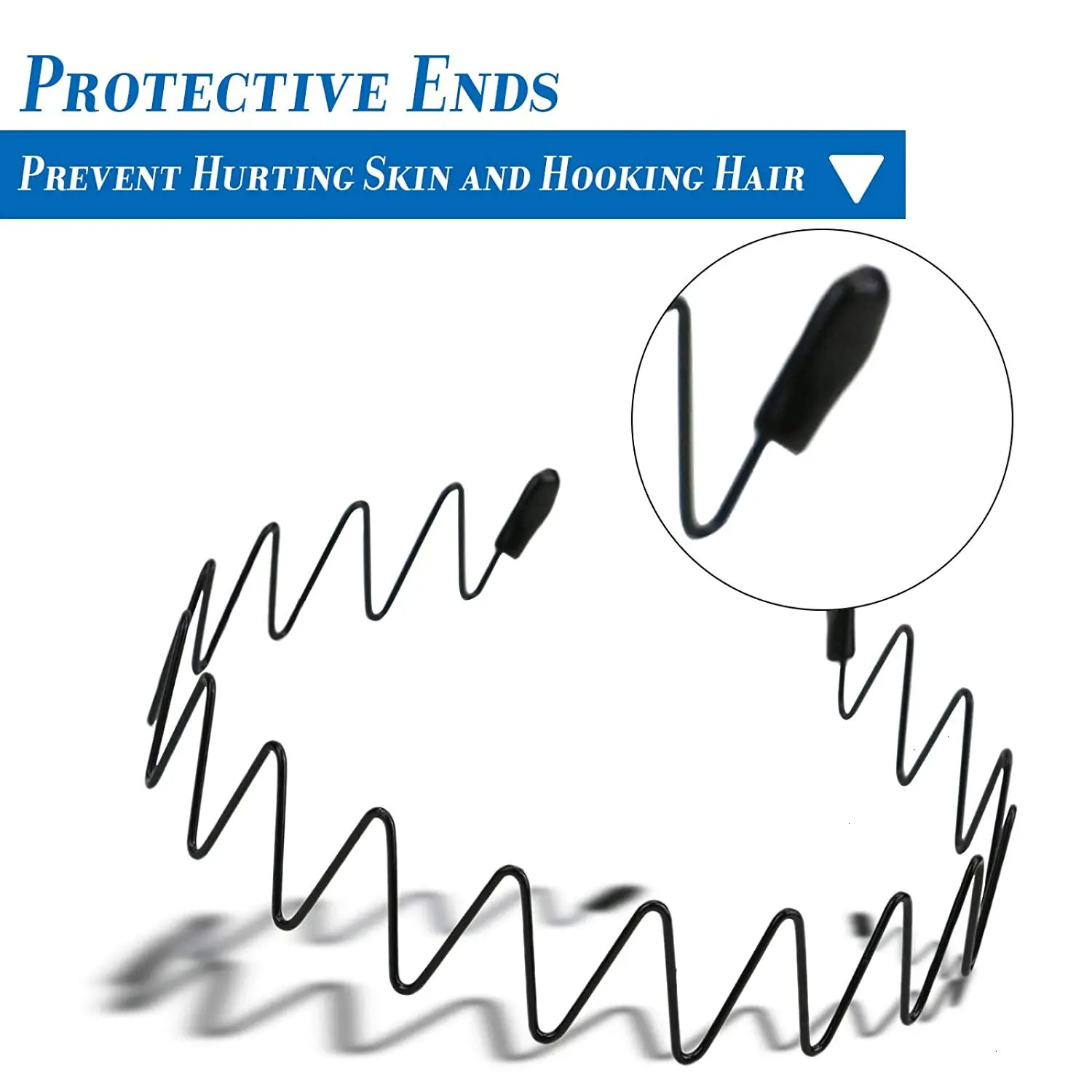 Unisex Black Elastic Non Slip Simple Metal Headbands For Men Women Wavy Hairband Spring Hair Hoop Fashion Accessories 250716