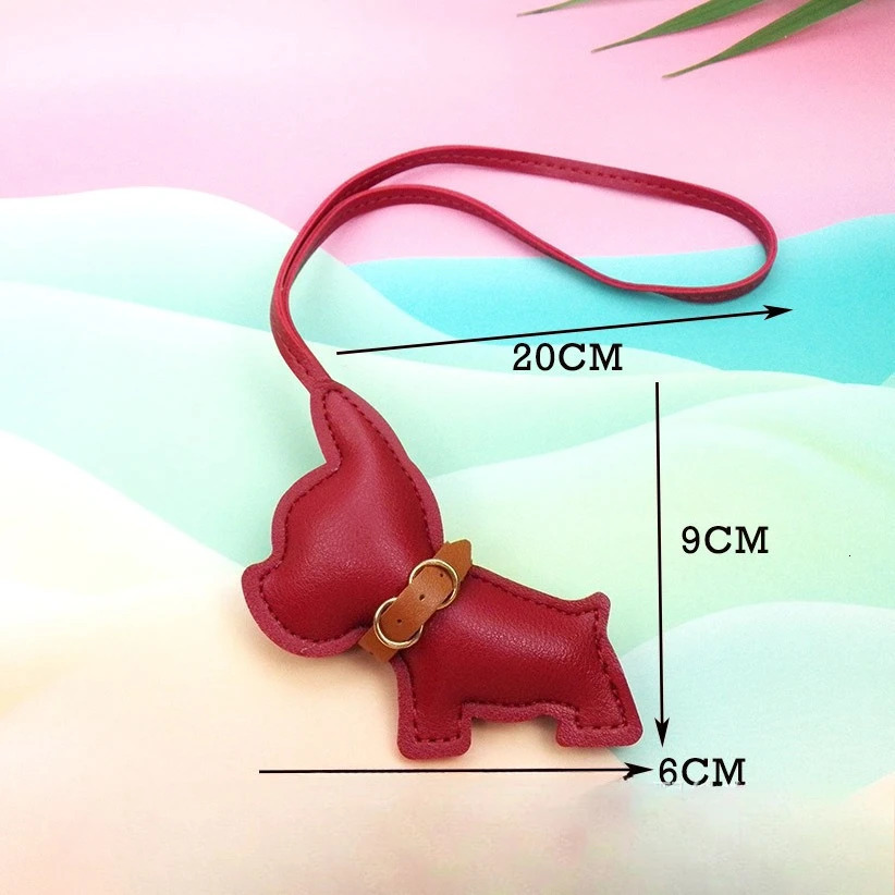 Doguecore French Bulldog Bag Charm - PU Leather Keychain for Women Cute Animal Jewelry Kawaii Accessories 250722