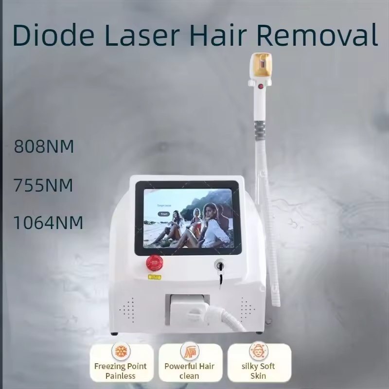 808nm Diode Laser Hair Removal Machine Professional 3 Wavelength Painless Permanent Epilation Device For All Skin Types Suitable for home and beauty s