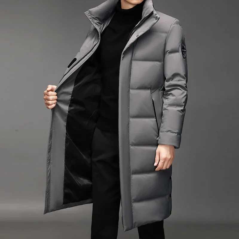 Long Down Coat Men Down Jacket Coats Parkas Windproof Thick Padding Padded Winter Jacket Coat Warm Stand Up Collar Mens Coat W250722