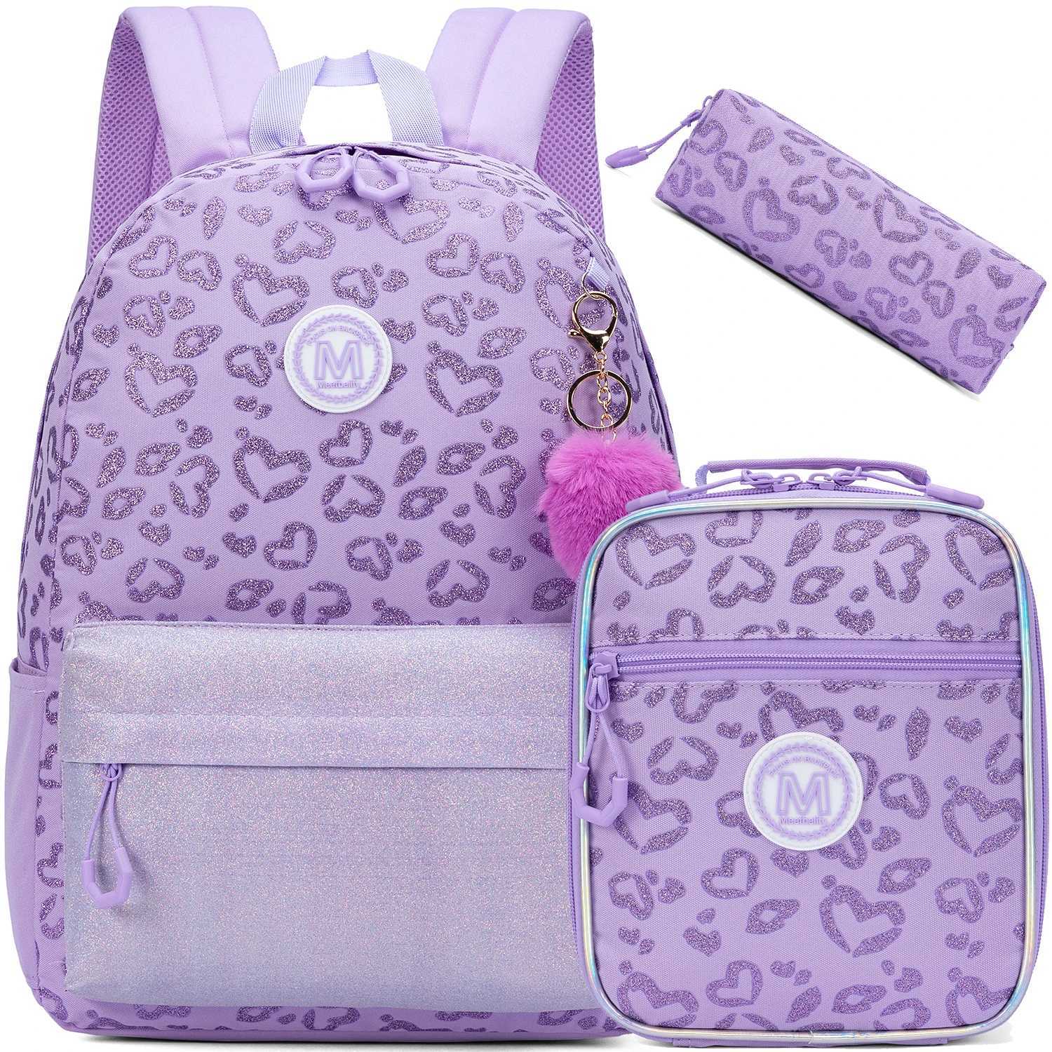 Tsute Sequin Backpacks for Girls School Backpacks with Lunch Box Pencil Case for Elementary Preschool Students Ages 8-10 Kids Tr Y250722