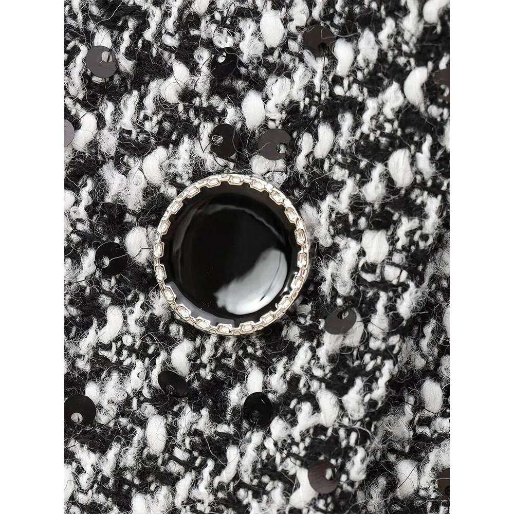 hoodie New autumn and winter style temperament advanced sequins textured lapel short suit jacket jacket