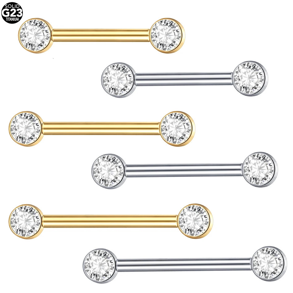 1PC 14G Implant Nipple Piercings Barbell Zircon Crystal Nipple Shield Internally Threaded Piercing Jewelry 12/14/16mm 250722