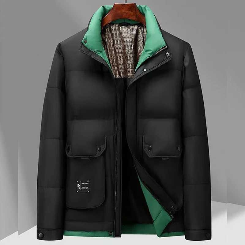 High Quality Mens Casual Stand Collar Down Jackets 2025 Winter Outerwear Loose Windproof Warm Puffer Coat Padded Parkas Clothing W250722