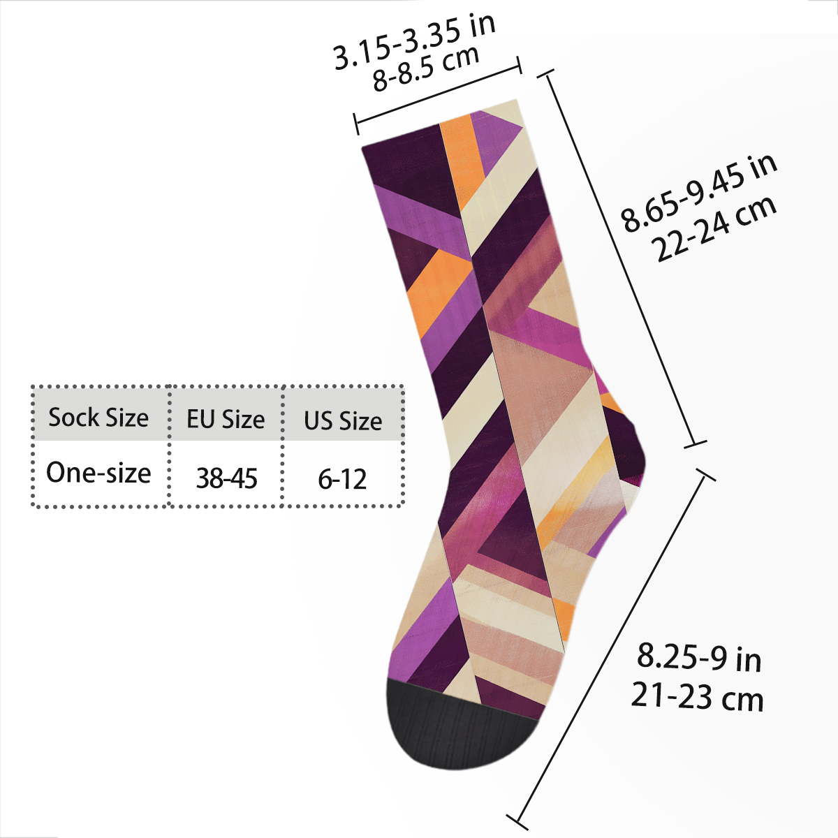 Color - Block Geometric Pattern Unisex Tube Designer Socks C084