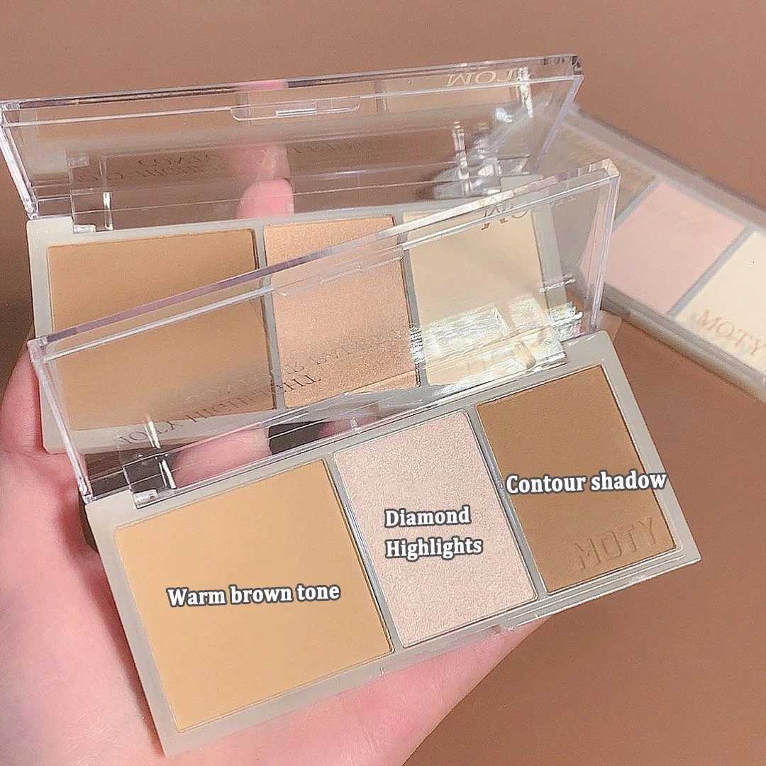 3-Color Bronzer Contouring Palette Face Matte Brown Coffee Contour Shadow Powder High Gloss Illuminator Makeup Shaping Palette W250722