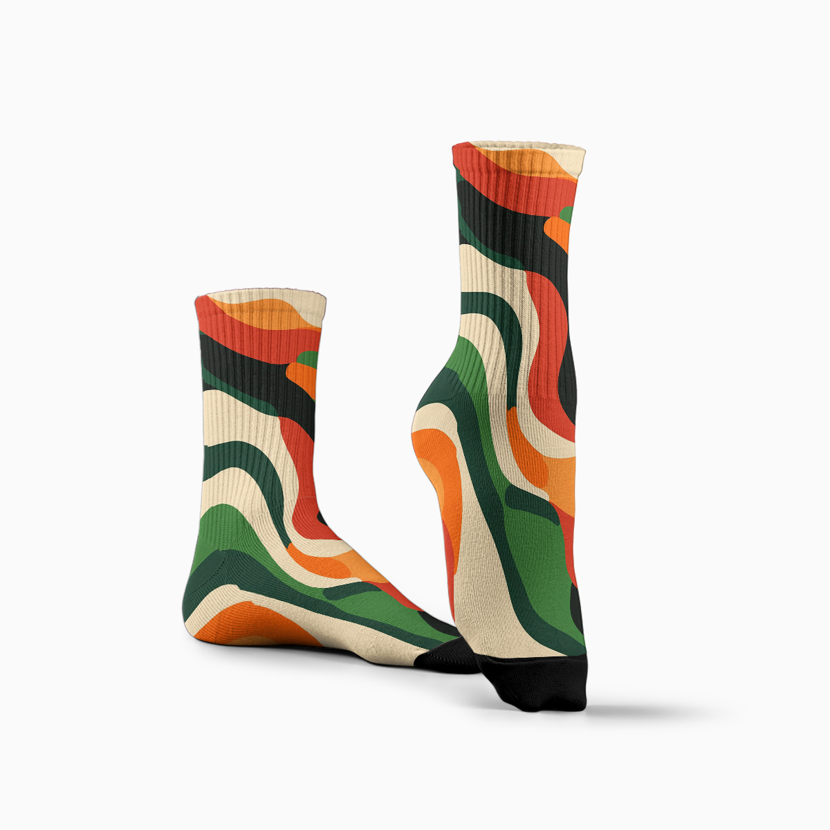 Colorful Abstract Wave - Pattern Unisex Tube Designer Socks C085