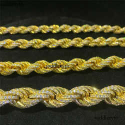 Twisted Moissanite S 10k 14k Solid Gold Hip Hop Men Jewelry Cuban Necklace Iced Out Vvs Dia Rope Chain