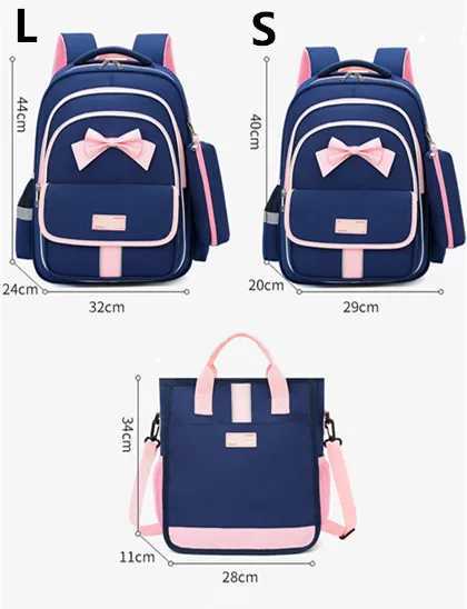 3-piece Children Bow School Bag for Boys and Girls 2 Sizes of High-Capacity School Backpacks Kids Nylon Waterproof Schoolbags Y250722