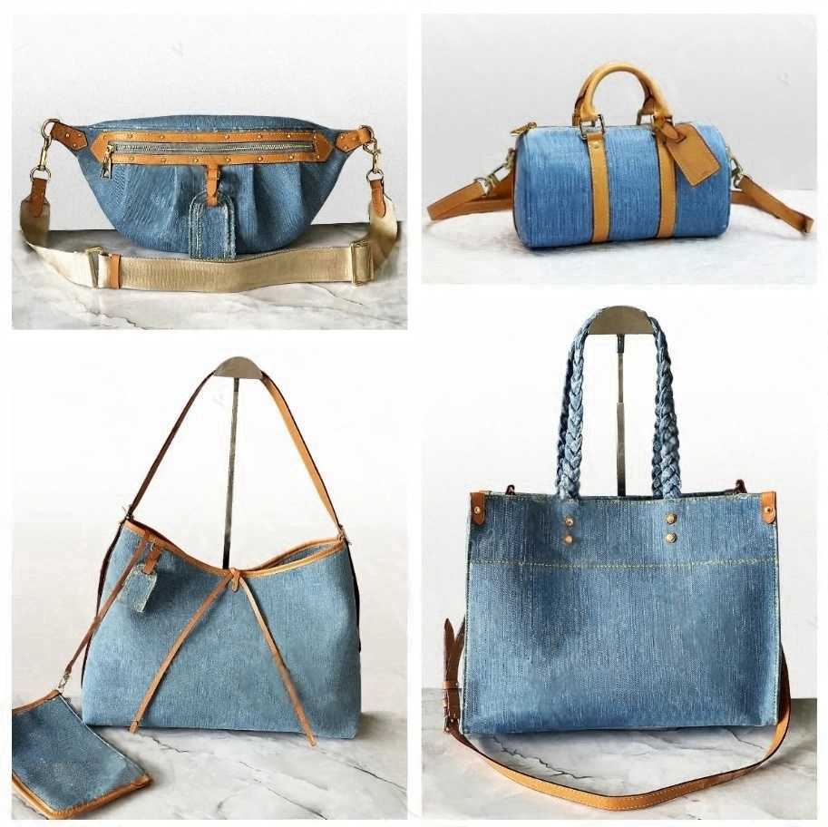 Shoulder Bags New Luxury Designer denim bag Large Shoulder Bags Womens Denim tote bag Crossbody Blue Jean purse Clutch High quality Denim handbag Jean backpack