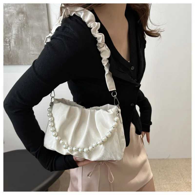 2024 New French Beaded Chain Handbag Drop Shipping Pleated Underarm Shoulder Crossbody Bag Purses and Handbags Womens Handbag XJ250704