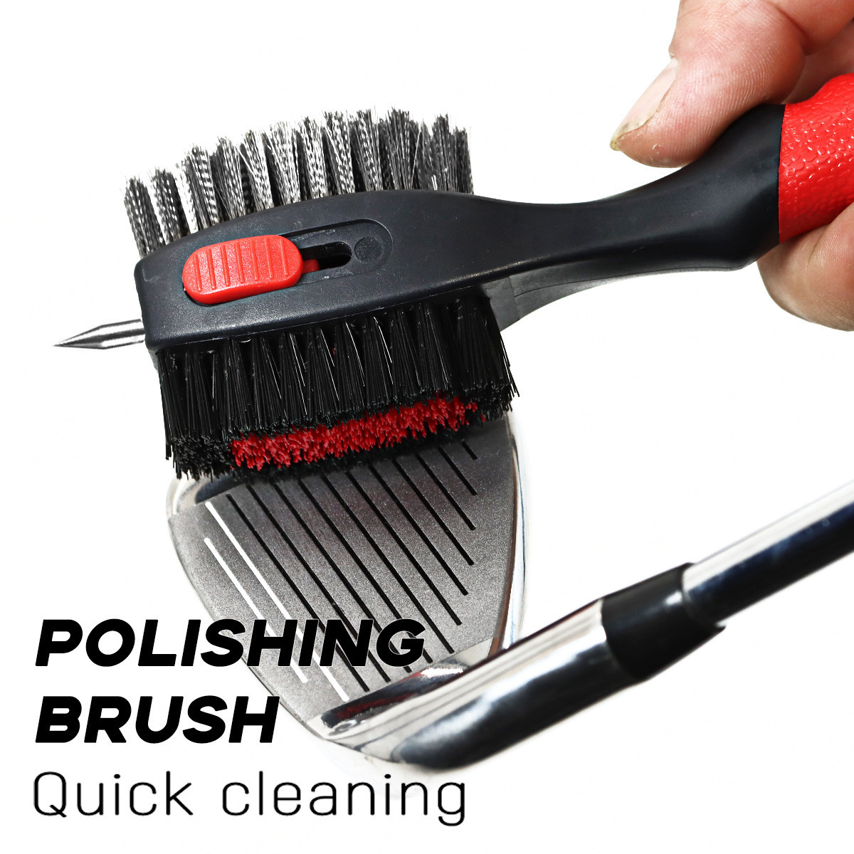 Push Golf Stainless Steel Brush Extra Large Soft Rubber Handle Groove Cleaner