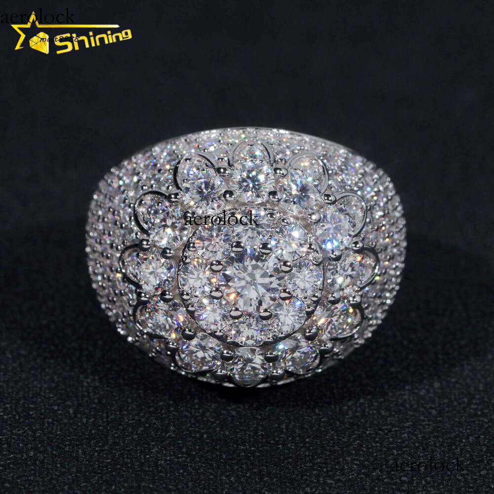 GRA Certificate Sterling Sier Gold Plated Hip Hop Jewelry Sparkle Iced Out Moissanite Men Ring