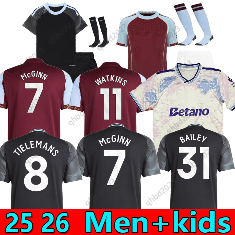 S-4XL 2025 Soccer Jerseys KAMARA ViLLaS COUTINHO 25 26 Home Away WATKINS BUENDIA McGINN EL GHAZI DOUGLAS LUIZ MINGS KONSA CASH Football shirt kids Tops Kit Mens 66666